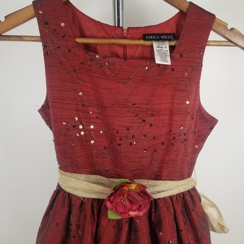 🌵 Emily West Formal Dress Burgundy Taffeta - Picture 2 of 8